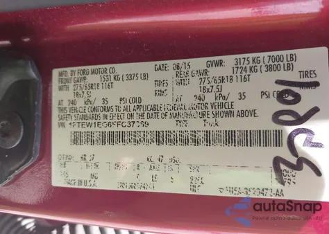 2015 Ford F-150 Xlt from USA, damaged, VIN 1FTEW1EG6FFC37369